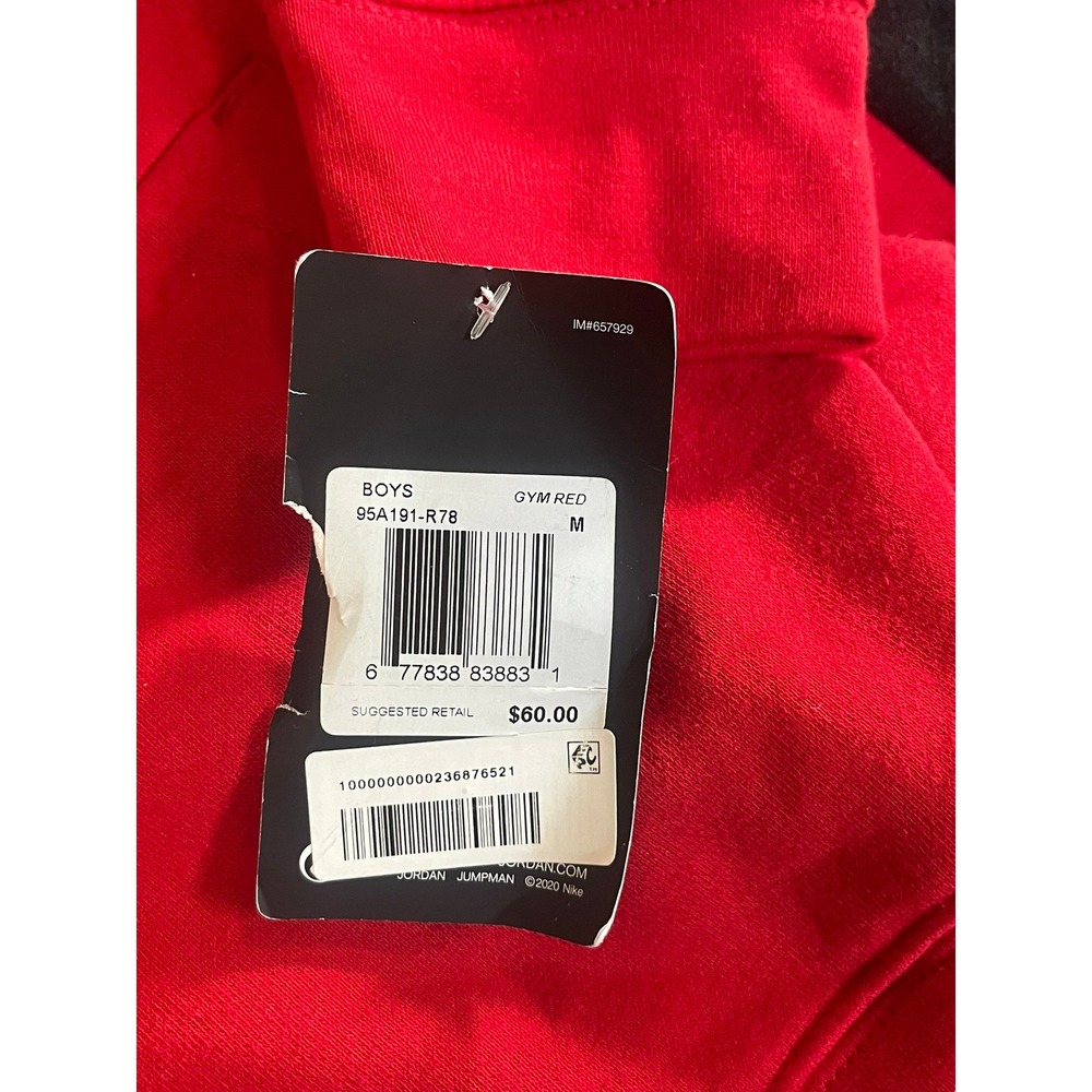 Jordan Gym Red Black Pullover Hoodie Embroidered Logo 95A191-R78 Size M 10-12 - Picture 4 of 8